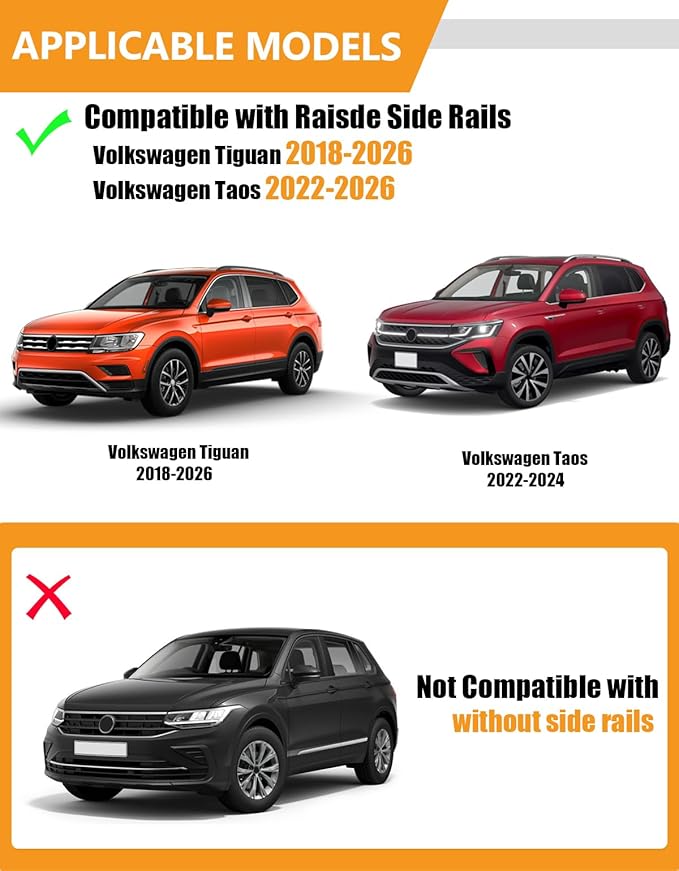KINGGERI 300Lbs Lockable Roof Rack Cross Bars Compatible with Volkswagen VW Tiguan 2018-2026 and Taos 2022-2026, Heavy Duty Anti-Theft Aluminum Roof Rails Crossbars Rooftop Luggage Racks Carrier