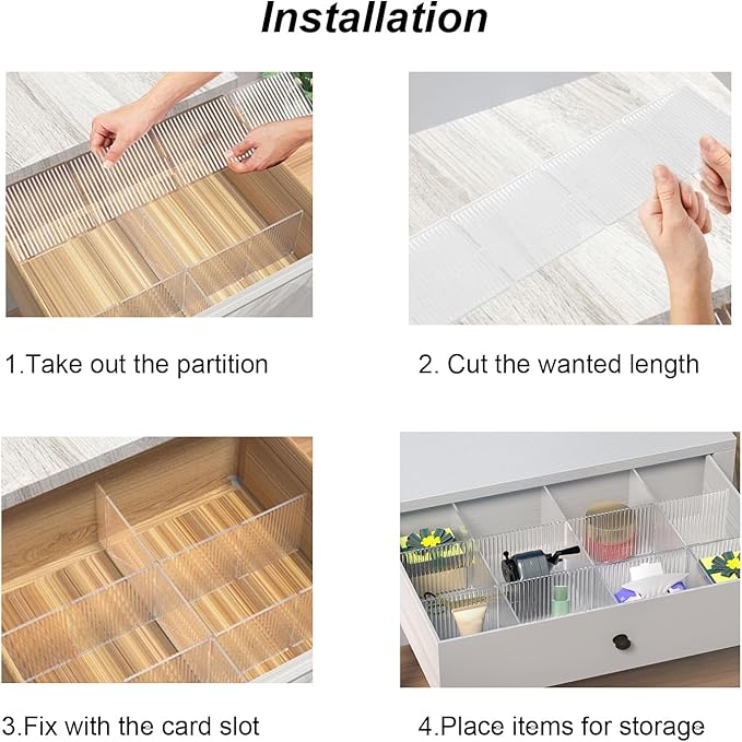 Onerbuy 8pcs Adjustable Grid Drawer Dividers DIY Plastic Closet Separator Tidy Organizer Container 32.5 * 7cm/ 12.8 * 2.8inch