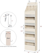Univivi 6-Shelf Over Door Hanging Organizer Fabric Baby Door Storage with 5 Extra Large Capacity Pockets Behind the Door Hang