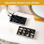 ProCase Earring Holder Organizer Jewelry Box with 5 Drawers, Acrylic Clear Earring Case with Adjustable Velvet Trays for Wome