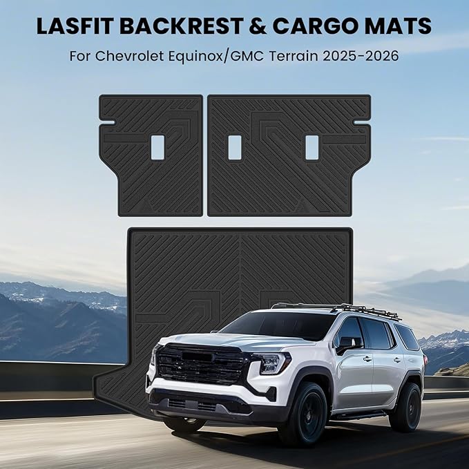 LASFIT Trunk Mat with Backrest Mat for Chevrolet Chevy Equinox/GMC Terrain 2025-2026 (Only for Fuel, Not Fit EV), All Weather TPE Custom Fit Cargo Mat Trunk Liner with Backrest Mat