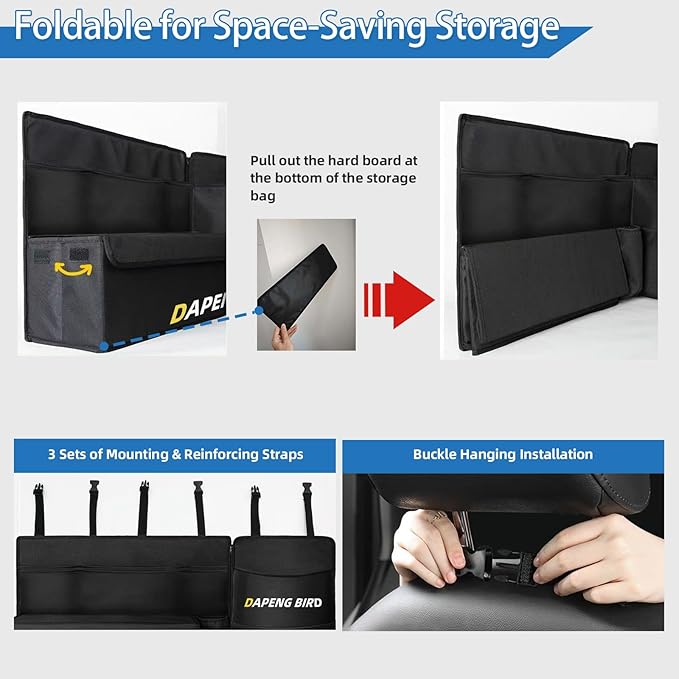 Deluxe Car Trunk Organizer For SUV, Backseat Hanging Large Storage With Collapsible And Multiple Pockets For Storage Car Trunk S