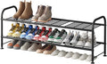 LINZINAR Shoe Rack 2 Tier Storage Organizer for Closet Entryway Metal Black