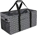 Joyfol Day Extra Large Utility Tote Bag, Reusable Grocery Bags Foldable,Upgraded Metal Frame, With Sturdy Handles Reinforced Bottom Heavy Duty Oxford Fabric Moving Shopping Bags, Heart Black