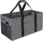 Joyfol Day Extra Large Utility Tote Bag, Reusable Grocery Bags Foldable,Upgraded Metal Frame, With Sturdy Handles Reinforced Bottom Heavy Duty Oxford Fabric Moving Shopping Bags, Heart Black