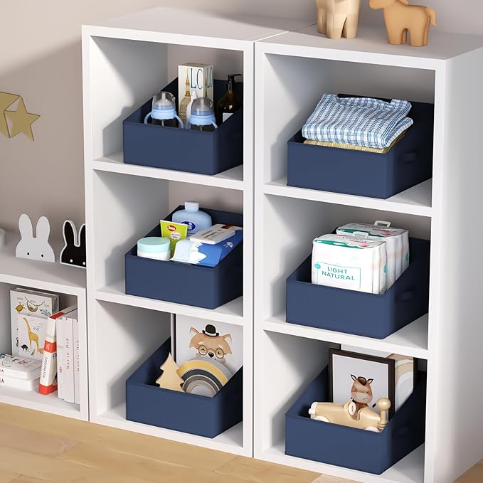 DIMJ Closet Storage Bins 10 Pack - Fabric Storage Baskets for Shelves, Collapsible Clothes Organizer with Handles, Trapezoid 