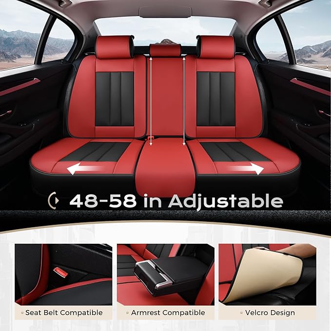 Coverado Car Seat Covers Front Set, Luxury Nappa Leather Seat Covers Universal Fit Waterproof Non-Slip Breathable Automotive 