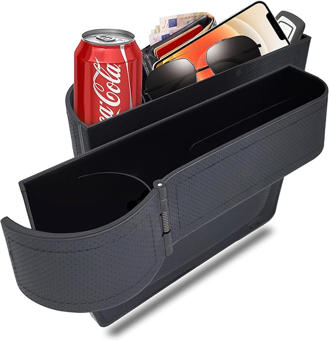 Car seat gap filler organizer,multifunctional car seat organizer,Adjustable Cup Holder car console side storage box Holders phone, sunglasses,car accessories(Black)
