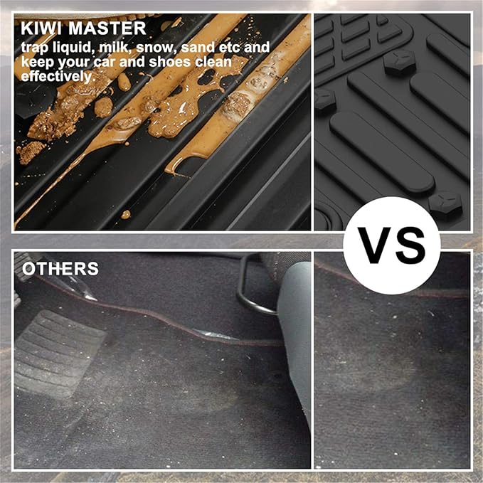KIWI MASTER Floor Mats for 2014-2018 Chevy Silverado/GMC Sierra 1500 Crew Cab, 2015-2019 Silverado/Sierra 2500/3500 HD Crew Cab Front Rear Seat 2 Row All Weather Mat Liners Black