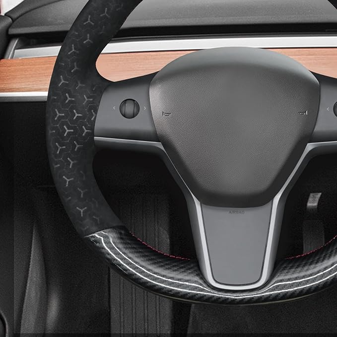 MEWANT Hand Stitched Steering Wheel Cover for Tesla Model 3 2017-2023 / Model Y 2020-2023 for Tesla Model 3/Y Accessories