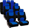 FH Group Flat Cloth Full Set Car Seat Covers Three Row 7 Seater - Universal Fit for Cars, Trucks & SUVs Blue