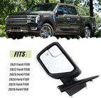 Left Driver Side Door Mirror Compatible With 2021 2022 2023 2024 2025 2026 Ford F150 With Power Glass Manual Folding Heated Matte Black Replace#ML3Z17683UA(5Pins)