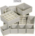 TENABORT 12 Pack Foldable Drawer Organizer Dividers Cloth Storage Box Closet Dresser Organizer Cube Fabric Containers Basket 