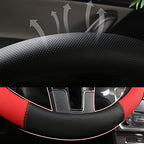 Moyishi Top Leather Steering Wheel Cover Universal Fit Soft Breathable Steering Wheel Wrap (Red)