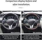 Car Steering Wheel Cover with Durable PU Leather, Universal 19 inch Fit for Car Truck SUV, Breathable Anti Slip Auto Steering Wheel Covers for Men and Women