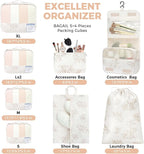 BAGAIL 9 Set Packing Cubes with Packing List Luggage Packing Organizers for Travel Accessories (Pink floral)