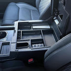 TACOBRO Center Console Organizer Compatible with 2014-2017 2018 2019 2020 2021 Tundra Accessories, Crewmax Interior Armrest Underseat Storage Box- Full-coverage Insert Tray, Black Trim