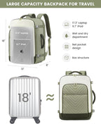 LOVEVOOK Large Travel Backpack for Women, TSA Carry on Backpack for Airplanes, 40L Personal Item Travel Bag for Women fits 17