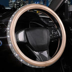Bling Diamond Leather Steering Wheel Cover, Golden Steering Wheel Covers for Women Girls with Crystal Rhinestones, Universal Fit 14.5-15 Inch Car Steering Wheel Bling Cover Accessories