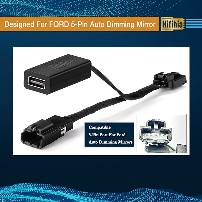 Plug & Play Dashcam Power Adapter (5-pin Type F) Compatible with Ford 2020-2026 Mustang Mach-E, Bronco Sport, Explorer Edge, 