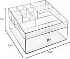 iDesign Clarity BPA-Free Plastic Organizer Drawer with Divided Tray, 6.97" x 6.5" x 3.94", Clear
