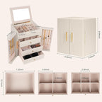Dajasan Large Jewelry Box Organizer, Jewelry Storage Organizer with 3 Drawers, Huge Jewelry Box with Mirror for Women Girls, 