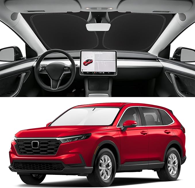 Custom Fit Windshield Sun Shade for CRV 2023-2026, Blocks UV & Heat, Front Window Sunshade Accessories, Easy Fold & Store Keep Your Car Cooler