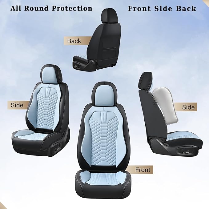 Coverado Seat Covers, Leather Seat Covers for Front Seats, Black and Blue Car Seat Covers, Waterproof Car Seat Protectors, Au