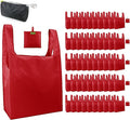 BeeGreen Christmas Red Reusable Grocery Bags Wholesale Red Reusable Kitchen Bags Bulk Foldable-Machine Washable with Zipper Storage Pouch 50 Packs