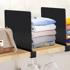 JOY DECOR 8 Pack Acrylic Matte Black Shelf Dividers for Closets Organizer and Storage Adjustable Vertical Wood Shelf Closet S