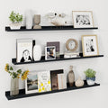 Axeman 48 Inch Floating Shelves | Black Picture Ledge Shelf Set of 3 | Rustic Wood Wall Shelves with Lip | 48" Black Picture 