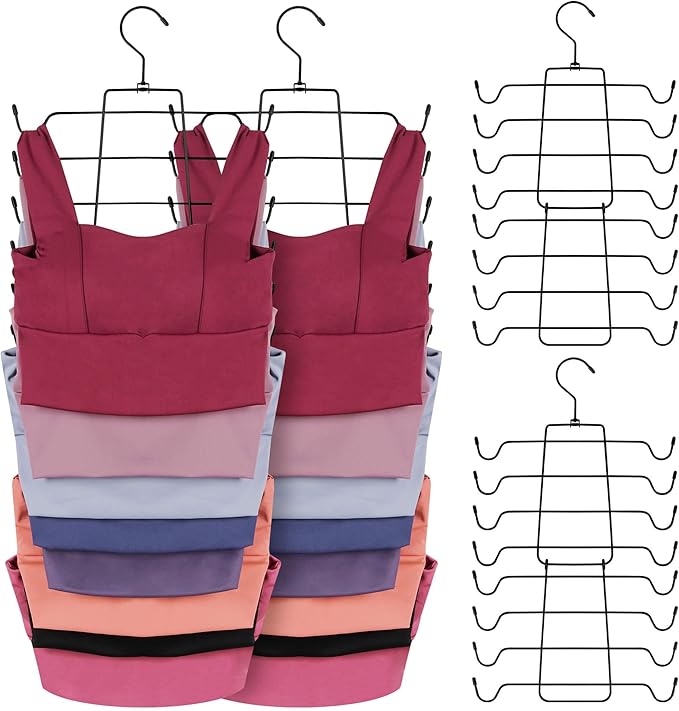 ZEDODIER 6 Pack Tank Top Hanger Space Saving, Bra Hangers for Closet Organizer, Hanging Bra Organizer Tank Tops Holder with 4
