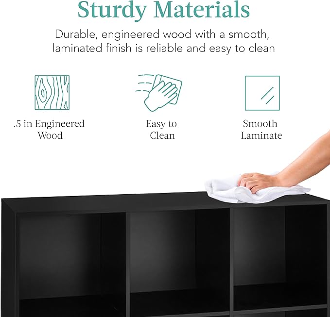 Best Choice Products 6-Cube Storage Organizer, 13.5in Shelf Opening, Bookcase, Display Shelf, Customizable w/ 3 Removable Bac