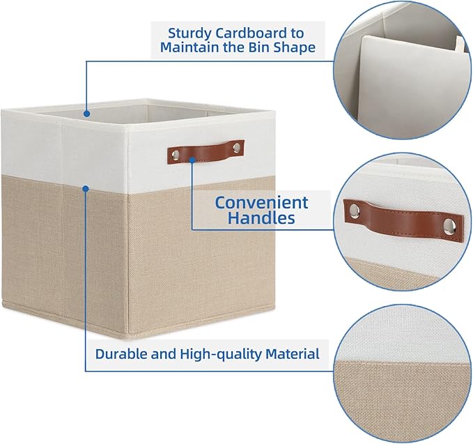 Temary Fabric Storage Cubes - 12 Inch Collapsible Bins (4Pack) - Empty Gift Baskets for Organizing Shelves, Closets, Nursery 