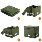 DocSafe File Box with Lock,Multi-Layer Fireproof Document Box Collapsible File Storage Organizer with Pockets/Handle,Portable