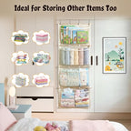 Over Door Large-Capacity Stuffed Animal Storage with Metal Hook & Wooden Stick, Hanging Plush Animal Bear Doll Toy Organizer 
