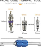 SCUARI 40PCS AC Schrader Valve Kit,AC Valve Core Kit,Car Accessories AC Valve Core Removal Tool,Schrader Valve Removal Tool,A
