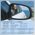 Driver Left Side Mirror Glass - Compatible with Hyundai Vehicles - 2022-2024 Tucson, 2022-2024 Santa Cruz, with Heated/Blind Spot Detection, Not Built in USA, Replace# 87611N9010