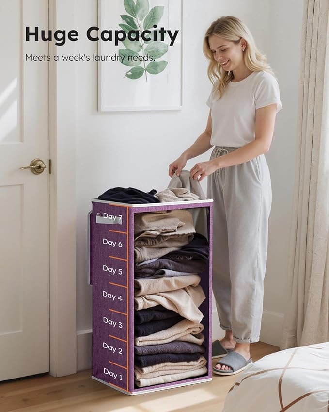 SOLEDI Laundry Hamper with Lid 100L Large & Tall Collapsible Laundry Basket, Clothes Hamper with Bag Removable Easy to Carry,