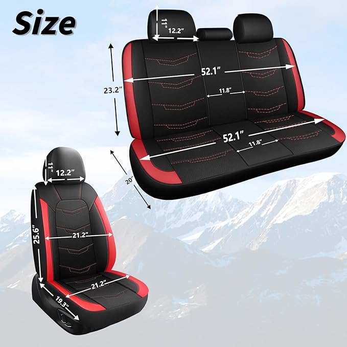 Car Seat Covers,Leather Seat Covers,Breathable and Sporty Car Seat Cover,Universal Fit Automotive Seat Covers for Truck Cars 