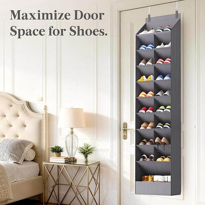 Lifewit 10 Tier Over the Door Shoe Organizer with 19 Large Deep Pockets, Fabric Hanging Shoes Shelf for Closet, Dorm Storage,