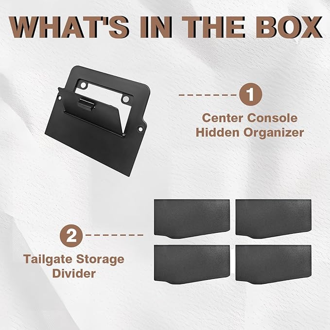 Muslogy Tailgate Storage Divider & Console Magnet Hidden Storage Box Set Center Console Organizer Compatible with Chevy Colorado/GMC Canyon 2023-2025 2026(Tailgate Divider+Upgraded Hidden Organizer)