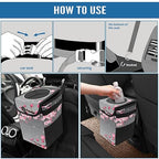 Car Trash Can – Multi-Purpose, Lightweight and Portable with Durable Water-Resistant Coating, No Installation Required, Practical and Ample Capacity, Variety of Colors.Cherry Blossom