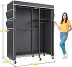Raybee Clothes Rack with Cover Clothing Racks for Hanging Clothes Heavy Duty Portable Closet with Wheels，Rolling Garment Rack