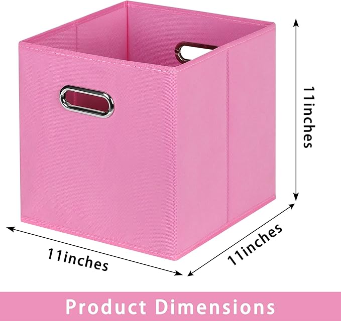 Fabric storage bins Cubes, Fabric Cube Organizer with Handle, Foldable Cube Bins for Cloth or Accessary Storage, 11x11x11, Se