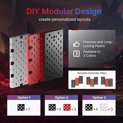 PEGZONE Controller and Headphone Holder Wall Mount, Modular Gaming Pegboard with Accessories, Controller Stand for Xbox PS5 P