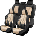 Coverado Car Seat Covers Full Set, Faux Leather Seat Covers for Car, Luxury Automotive Seat Covers Waterproof Car Seat Protec