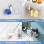 Diesisa 3pc Acrylic Wall Mount Organizer, Adhesive Clear Shower Caddies,Acrylic Soap Basket for wall,No Drilling Hang Walls,w