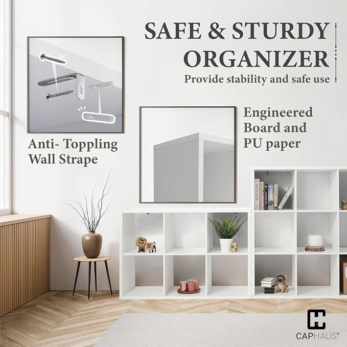 CAPHAUS Sturdy Room 13-Inch Cube Storage Organizer Shelf, with Extra Thick Exterior Edge, Open Storage Shelf Divider, Bookcas