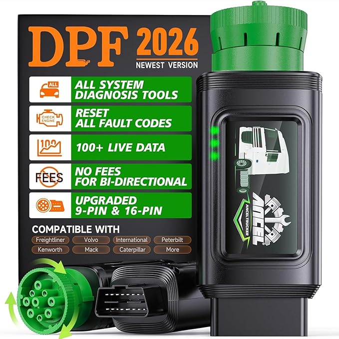 ANCEL HD100 Heavy Duty Truck Scanner with DPF Regen for Cummins & CAT Engines, Bluetooth Diesel Diagnostic Tool with